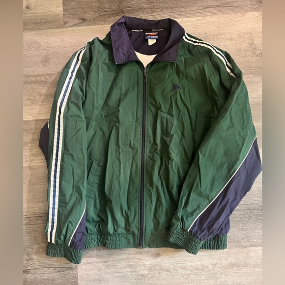 Speedo Other - Vintage SPEEDO Sports Sytems Windbreaker Track Jacket Navy Blue Green Size Large